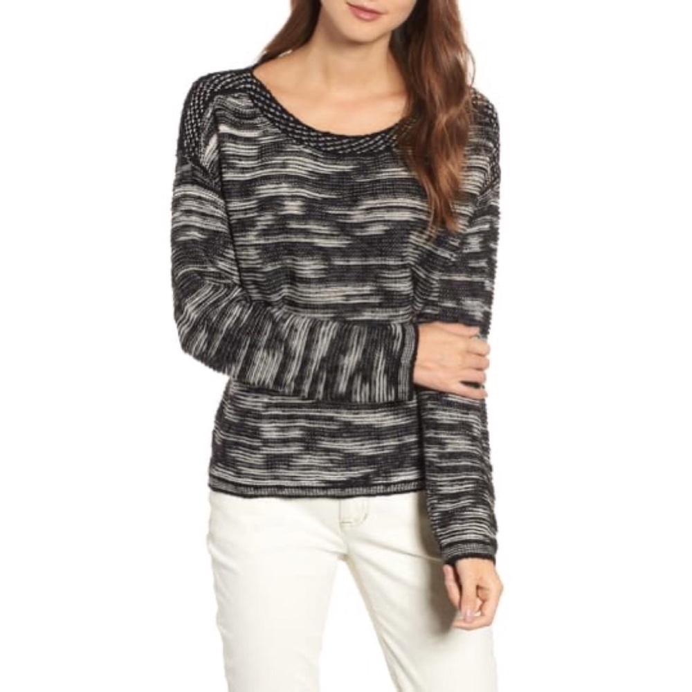 Eileen Fisher marled bateau neck sweater M